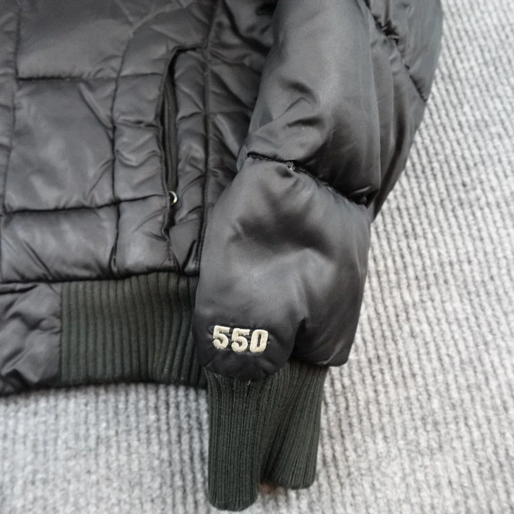 The North Face 550 Down Jacket Womens Small Black Hooded Quilted Puffer Full Zip - Picture 2 of 11